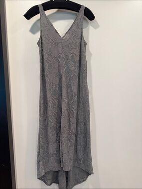Calypso St. Barth Gray Lace High-Low V-Neck Dress